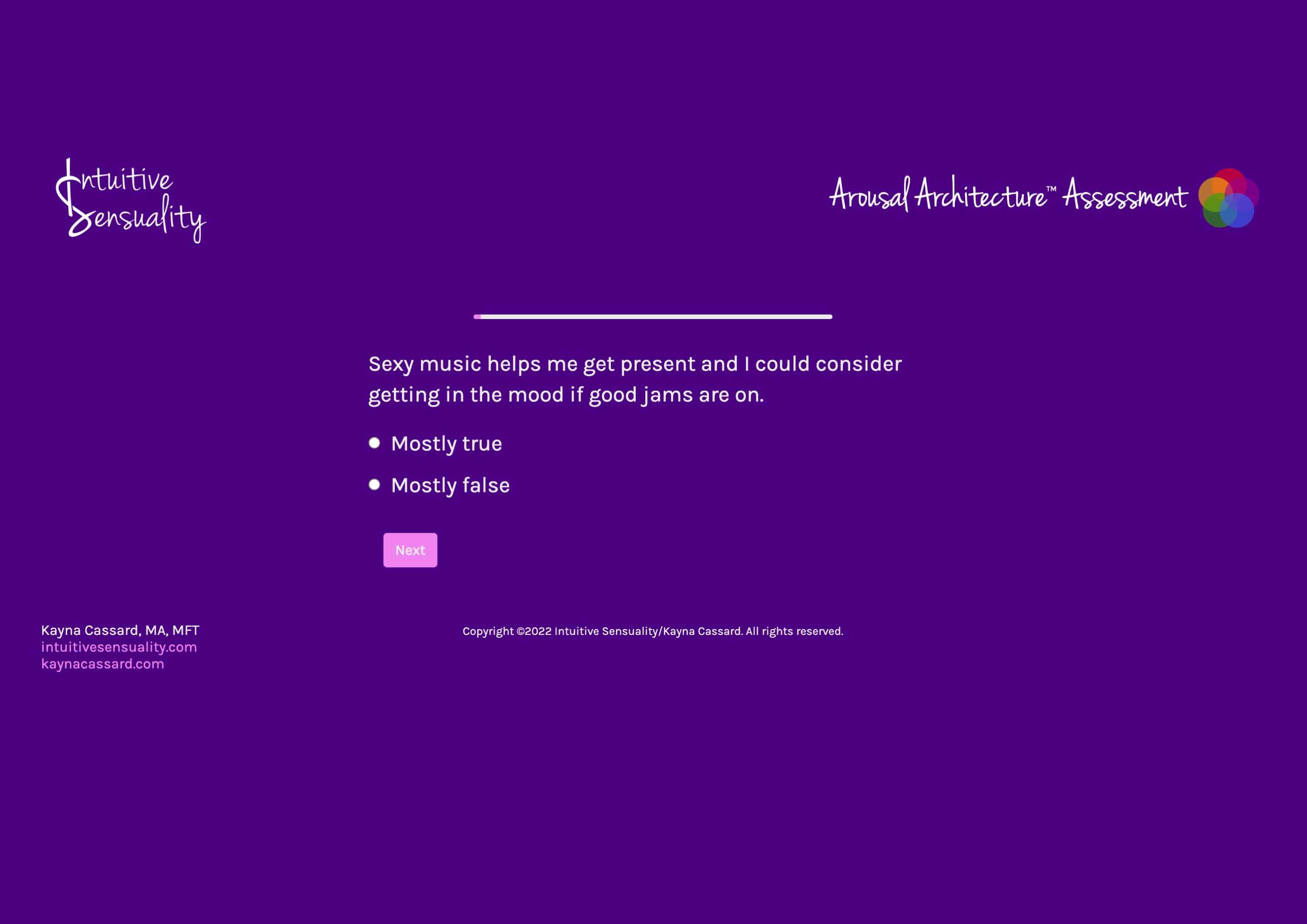 Arousal Architecture Assessment design screenshot