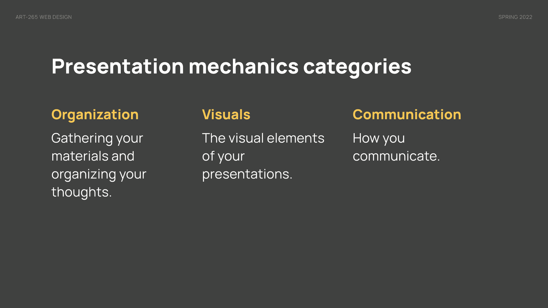 Presentation mechanics slide