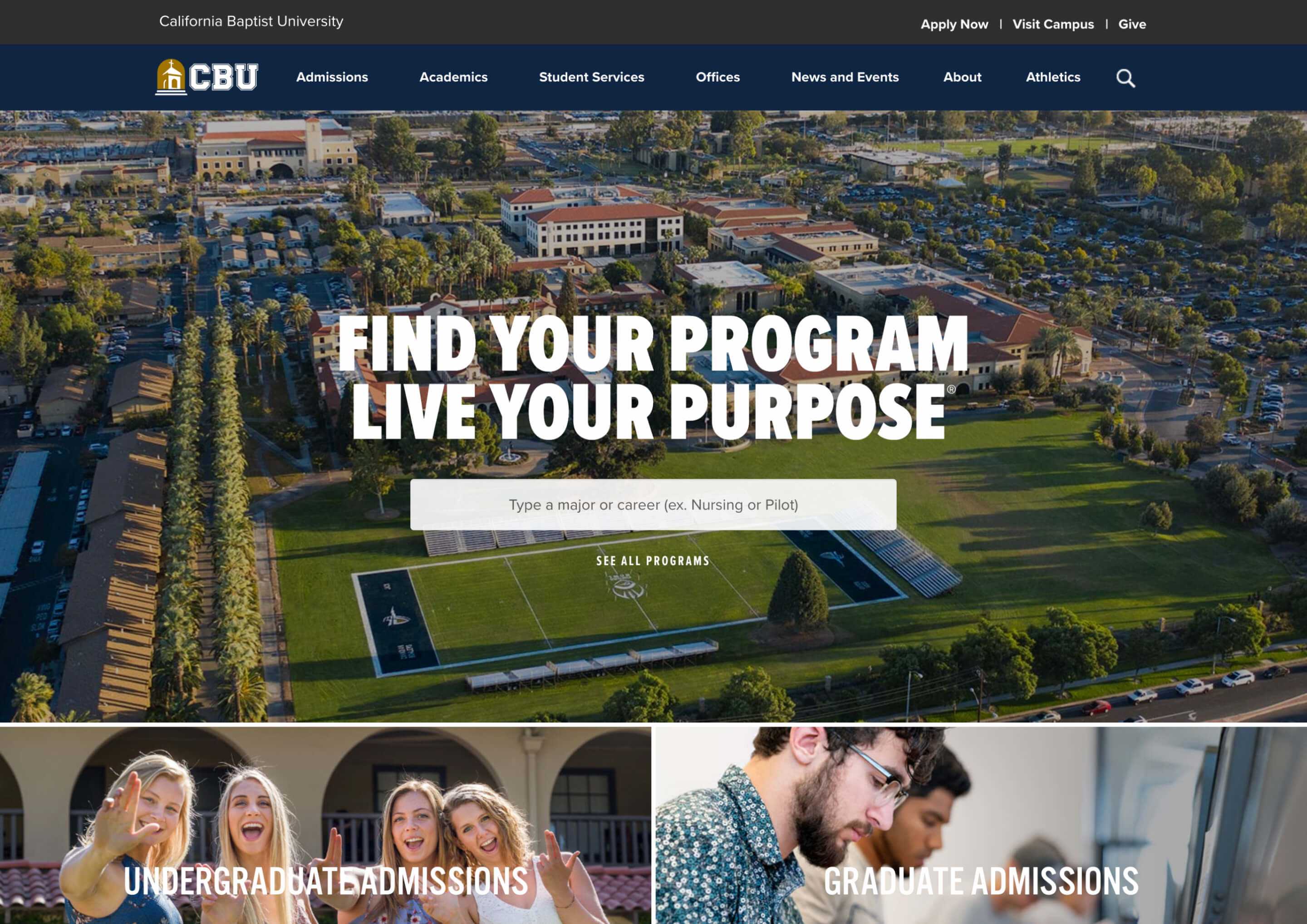 Screenshot of CBU Website Redesign