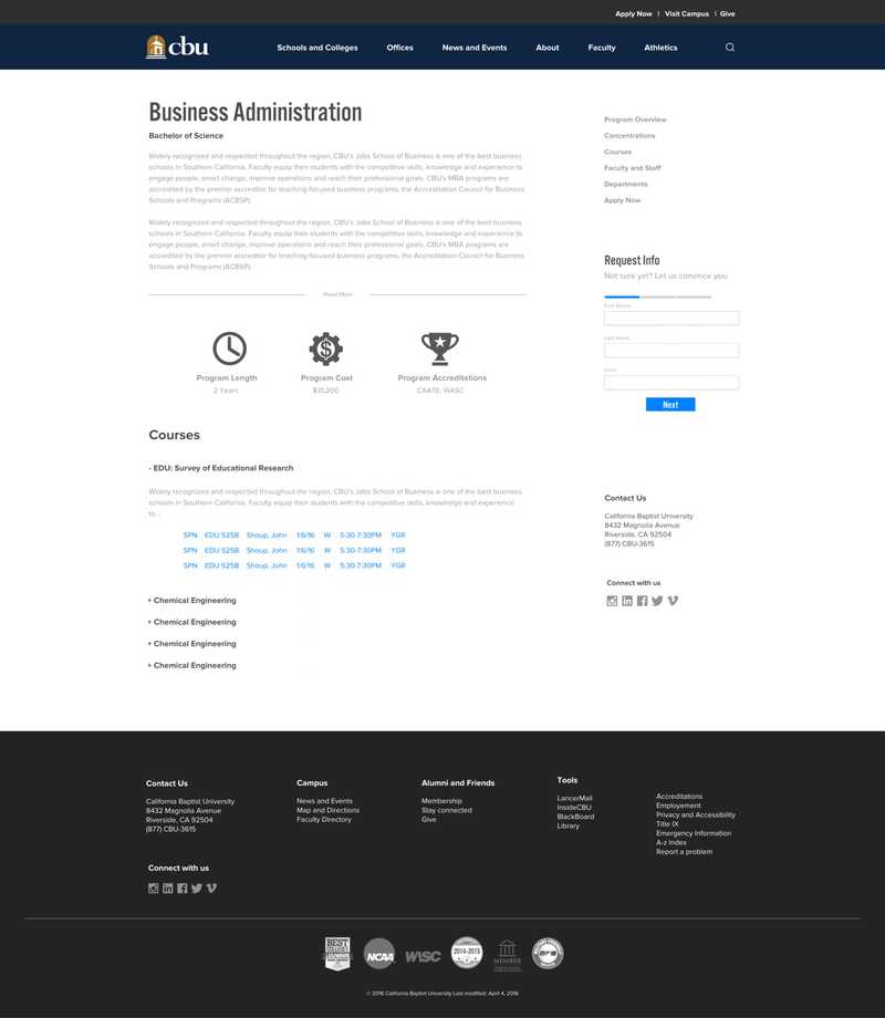 Desktop program page UI design for CBU site